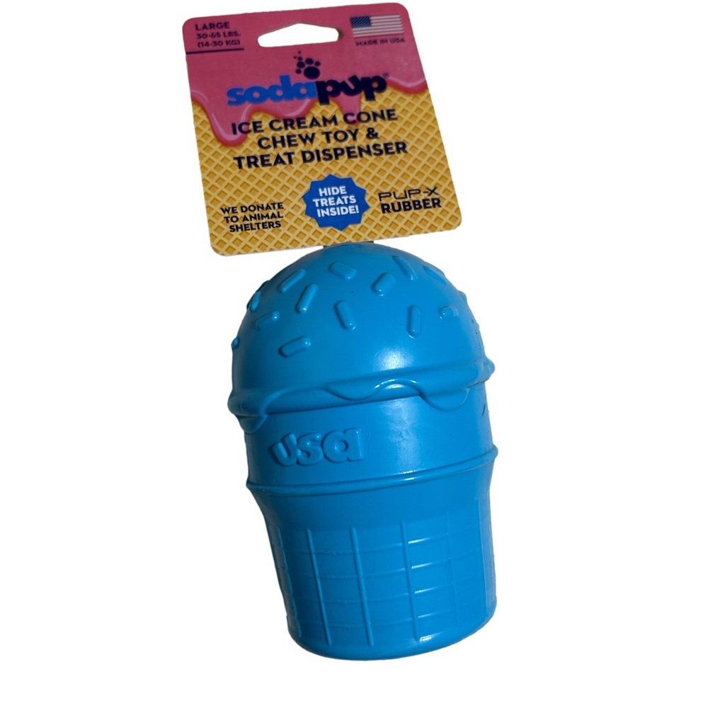 SodaPup Ice Cream Cone Dog Toy – Durable PUP X Rubber Chew & Treat Dispenser